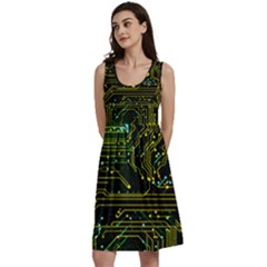 Circuits Circuit Board Yelow Classic Skater Dress by Ndabl3x