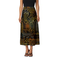 Circuits Circuit Board Orange Technology Classic Midi Chiffon Skirt by Ndabl3x