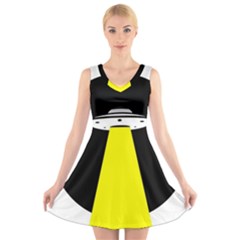 Ufo Flying Saucer Extraterrestrial V-neck Sleeveless Dress by Cendanart