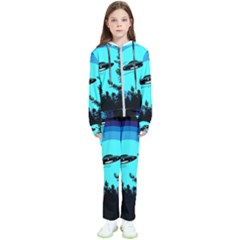 Ufo Alien Night Sky Night Kids  Tracksuit by Cendanart