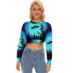 Ufo Alien Night Sky Night Lightweight Long Sleeve Sweatshirt by Cendanart