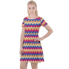 Zigzag Pattern Seamless Zig Zag Background Color Cap Sleeve Velour Dress  by Ket1n9