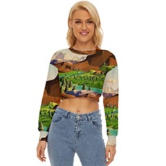 River Between Green Forest With Brown Mountain Lightweight Long Sleeve Sweatshirt by Cendanart