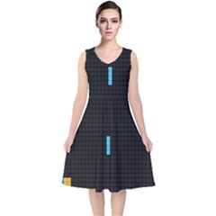 Tetris Game V-neck Midi Sleeveless Dress  by Cendanart