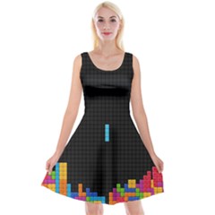 Tetris Game Reversible Velvet Sleeveless Dress by Cendanart