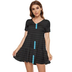 Tetris Game Tiered Short Sleeve Babydoll Dress by Cendanart