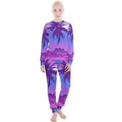 Palm Tree Vaporwave Synthwave Retro Style Women s Lounge Set by Cendanart