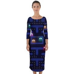 Retro Games Quarter Sleeve Midi Bodycon Dress by Cendanart