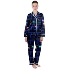 Retro Games Women s Long Sleeve Satin Pajamas Set	 by Cendanart