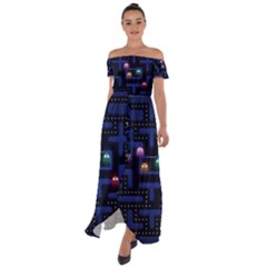 Retro Games Off Shoulder Open Front Chiffon Dress by Cendanart