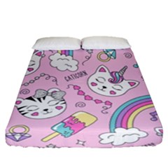 Beautiful Cute Animals Pattern Pink Fitted Sheet (queen Size) by Grandong