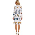 Set Cartoon Symbol Pattern Long Sleeve Shirt Collar A-Line Dress View4