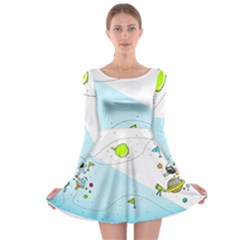 Astronaut Spaceship Long Sleeve Skater Dress by Bedest