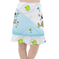 Astronaut Spaceship Fishtail Chiffon Skirt by Bedest