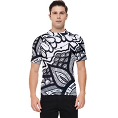 Flower Mandala Pattern Doodle Men s Short Sleeve Rash Guard by Bedest