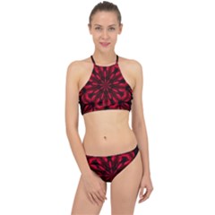 Kaleidoscope Template Red Abstract Halter Bikini Set by Grandong