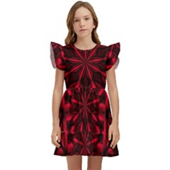 Kaleidoscope Template Red Abstract Kids  Winged Sleeve Dress by Grandong