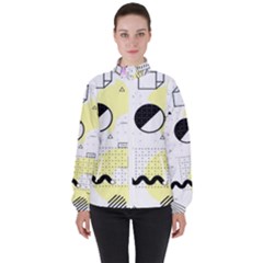 Graphic Design Geometric Background Women s High Neck Windbreaker by Bedest