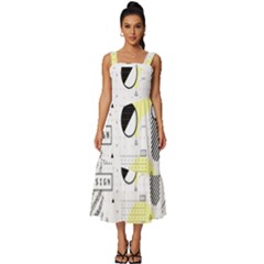 Graphic Design Geometric Background Square Neckline Tiered Midi Dress by Bedest