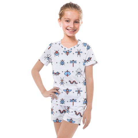 Insects Icons Square Seamless Pattern Kids  Mesh T-shirt And Shorts Set by Bedest