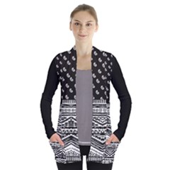 Dark Aztec Open Front Pocket Cardigan by CoolDesigns