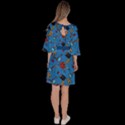 Frizzle Letter Steel Blue Velour Kimono Dress View4