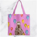 Balloon Cat Orchid Zipper Grocery Tote Bag View1