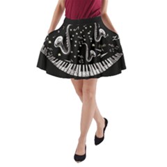 Trumpet Musical Black Music Piano A-line Pocket Skirt   by CoolDesigns