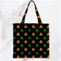 Checkered Dark Green & Orange Lucky Clover Zipper Grocery Tote Bag View1