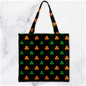 Checkered Dark Green & Orange Lucky Clover Zipper Grocery Tote Bag View2