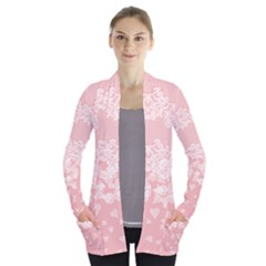 Pink Lace Open Front Pocket Cardigan by CoolDesigns