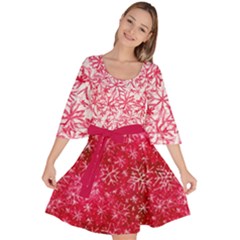 Xmas Gift Hot Pink Snowflakes Party Velour Kimono Dress by CoolDesigns