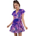 Milky Way Blue Violet Space Flutter Sleeve Wrap Dress View1