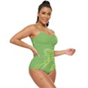 Pale Green Amoeba Pattern Cut-Out Retro Full Coverage Swimsuit View3