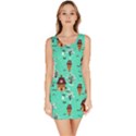 Green Style Snowman House Tree Pattern Bodycon Dress View1