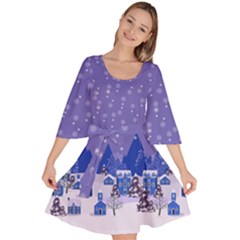 Snowflakes Medium Purple Starry Night Snow Velour Kimono Dress by CoolDesigns