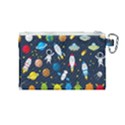 Big Set Cute Astronauts Space Planets Stars Aliens Rockets Ufo Constellations Satellite Moon Rover V Canvas Cosmetic Bag (Medium) View2