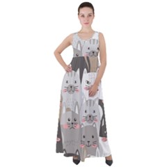 Cute Cats Seamless Pattern Empire Waist Velour Maxi Dress by Bedest