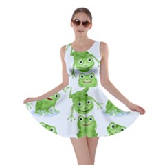 Cute Green Frogs Seamless Pattern Skater Dress by Bedest