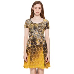 Honeycomb With Bees Inside Out Cap Sleeve Dress by Bedest