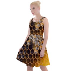 Honeycomb With Bees Knee Length Skater Dress by Bedest