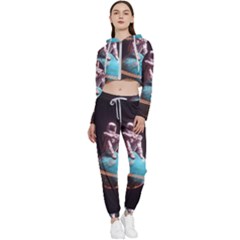 Stuck On Saturn Astronaut Planet Space Cropped Zip Up Lounge Set by Cendanart