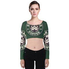 Stormtrooper Coffee Velvet Long Sleeve Crop Top by Cendanart