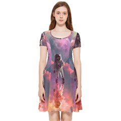 Aesthetic Astronautics Atmosphere Blue Clouds Cosmos Fantasy Galaxy Inside Out Cap Sleeve Dress by Cendanart