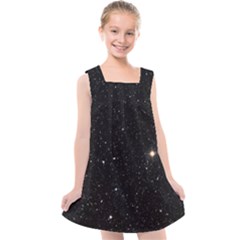 Sky Black Star Night Space Edge Super Dark Universe Kids  Cross Back Dress by Cendanart