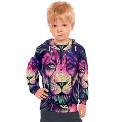 Psychedelic Lion Kids  Hooded Pullover by Cendanart