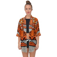 Face Skull Head Art Open Front Chiffon Kimono by Ndabl3x