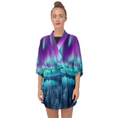 Lake Aurora Borealis Half Sleeve Chiffon Kimono by Ndabl3x