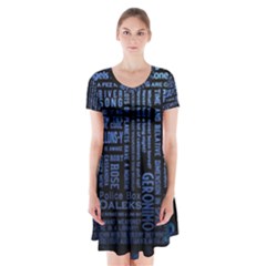 Doctor Who Tardis Short Sleeve V-neck Flare Dress by Cendanart