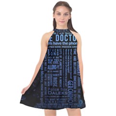 Doctor Who Tardis Halter Neckline Chiffon Dress  by Cendanart